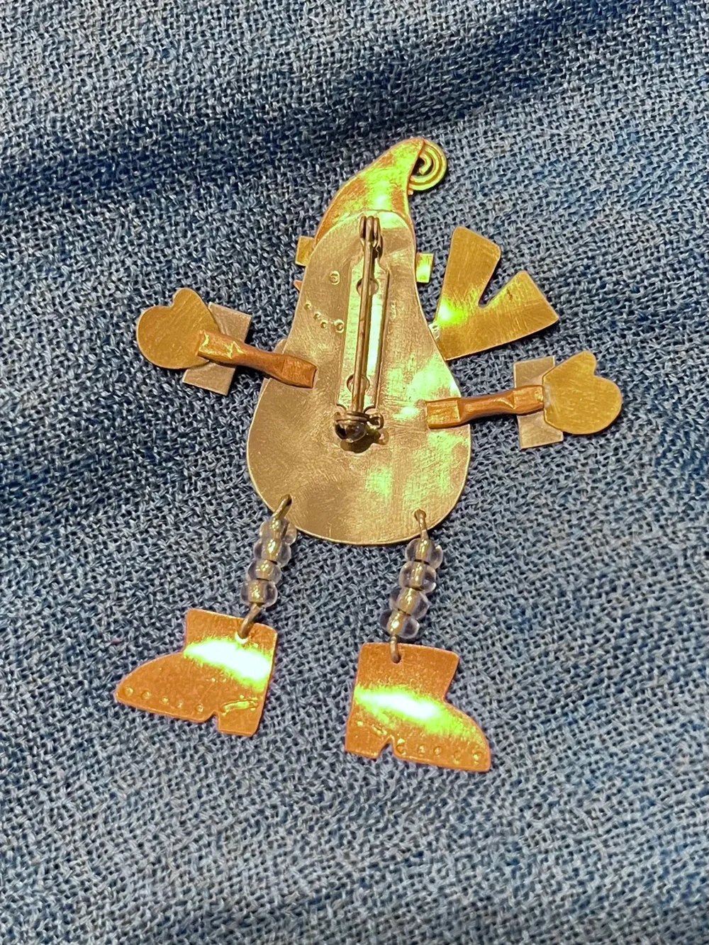 Copper-Tone Snowman Brooch - Warm Copper Finish